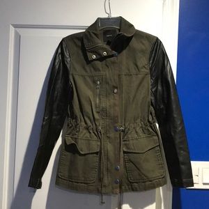 Forever 21 cargo jacket leather sleeves